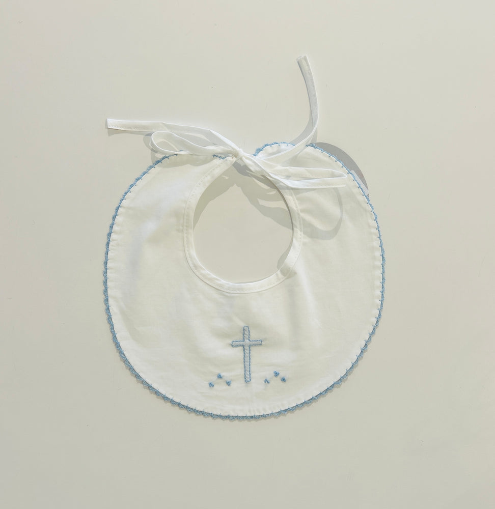 Baby Sen - White Bib - Blue Cross