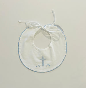 Baby Sen - White Bib - Blue Cross