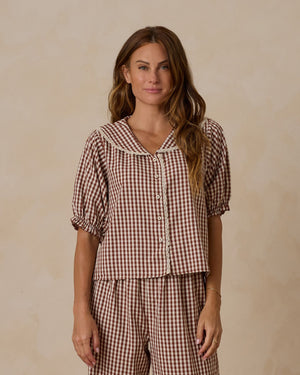 Rylee & Cru - Women's Brick Gingham Ruffle Pajamas