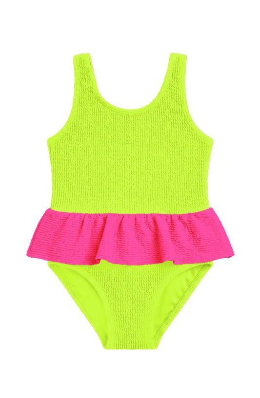 Lime Dot Toddler Crinkle Peplum One Piece