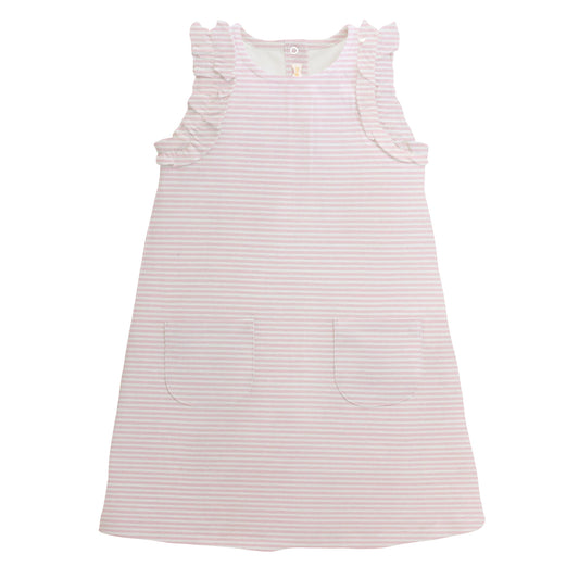 Baby Club Chic - Pink Stripes Ruffle Sleeve Dress
