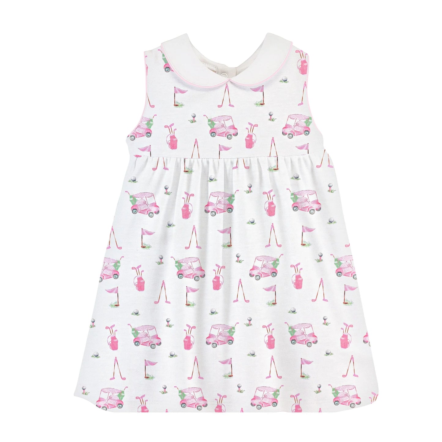Baby Club Chic - Pink Golf Printed Dress w/ Round Collar