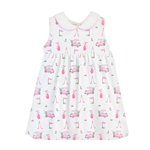 Baby Club Chic - Pink Golf Printed Dress w/ Round Collar