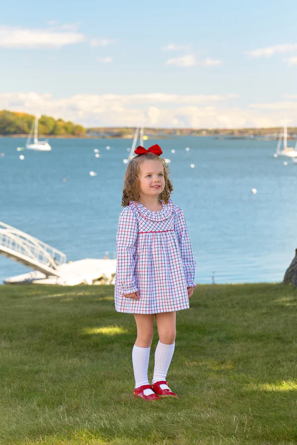Old Town Tattersall/Richmond Red Long Sleeve Ramona Ruffle Dress