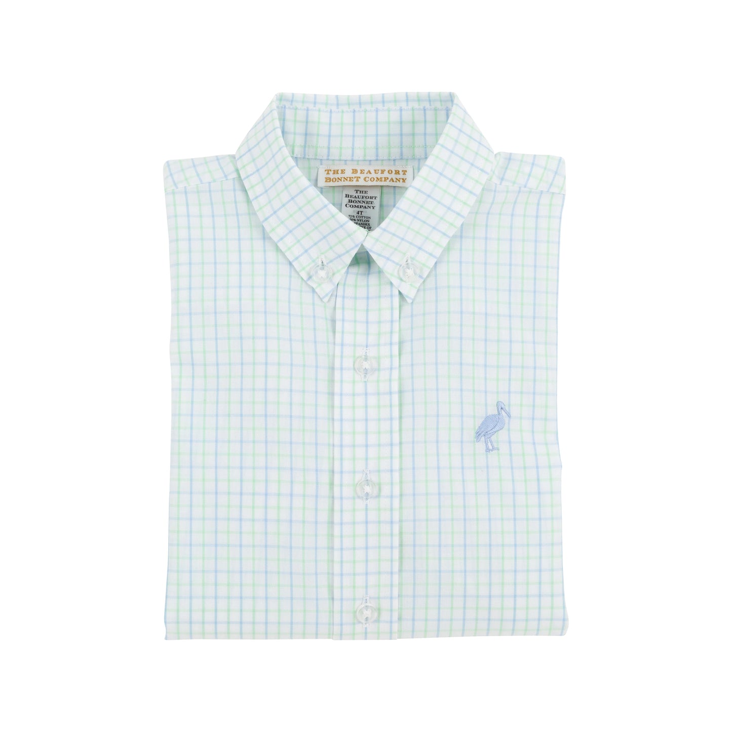 The Beaufort Bonnet Company - Dean's List Dress Shirt Sea Island Seafoam and Beale Street Blue Windowpane with Beale Street Blue Stork