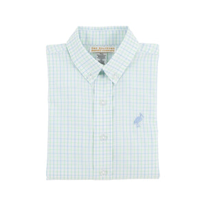 The Beaufort Bonnet Company - Dean's List Dress Shirt Sea Island Seafoam and Beale Street Blue Windowpane with Beale Street Blue Stork