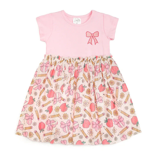 Sweet Wink - Back To School Cutie Patch Short Sleeve Tutu Dress
