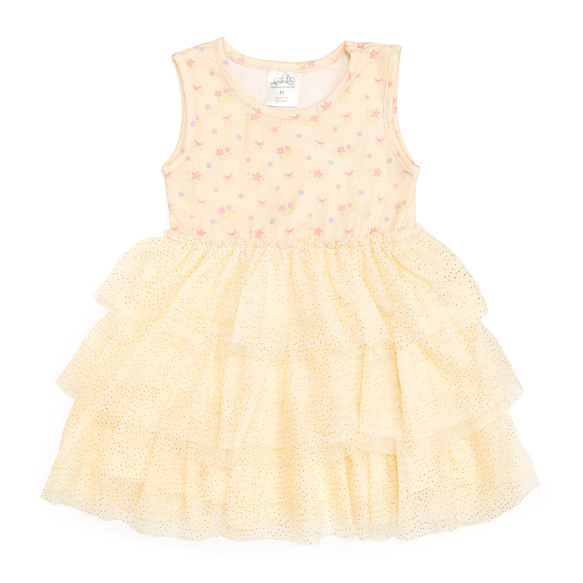 Sweet Wink lemon floral tank tutu dress for girls, featuring a sleeveless design with a full tutu skirt and cheerful floral pattern.