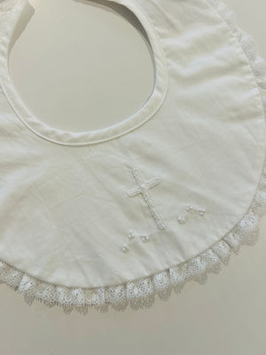 Baby Sen - White Bib - White Cross