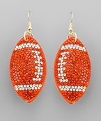 Orange & White Crystal Football Earrings