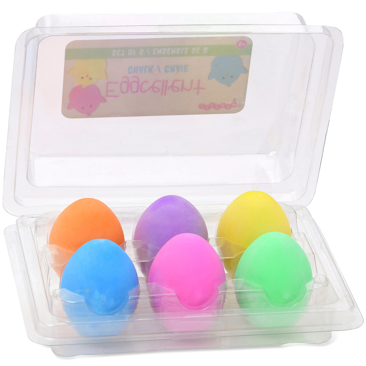 Colorful egg-shaped chalk set from Iscream with multiple pastel chalks for outdoor drawing and creative play.