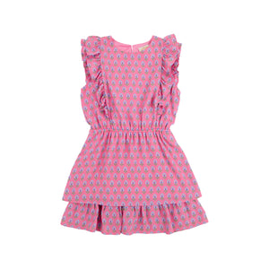 The Beaufort Bonnet Company - Emily Rives Ruffle Dress Holly HIlls Hand Block (Hamptons Hot Pin