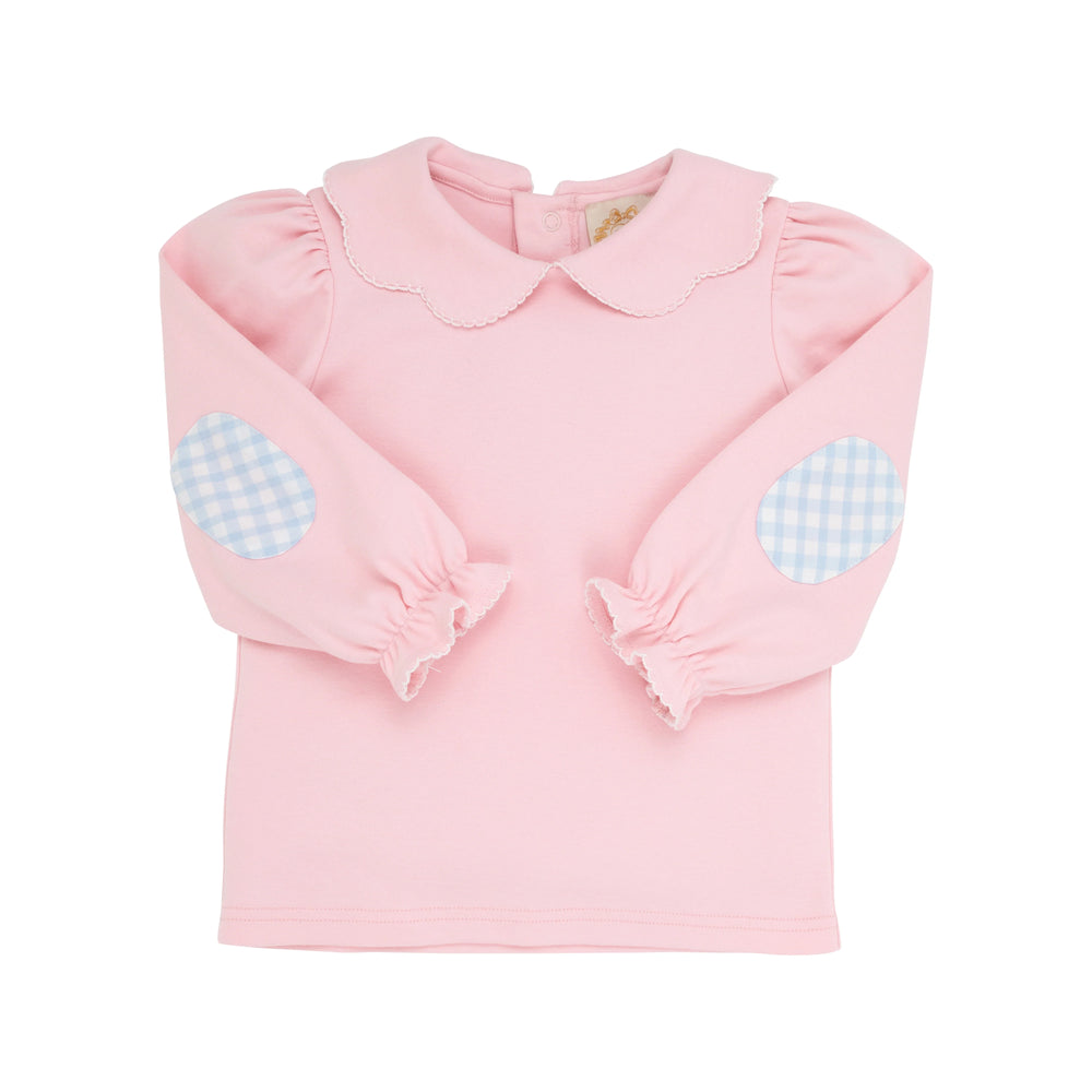 The Beaufort Bonnet Company - Palm Beach Pink/Beale St Blue Gingham Emma's Elbow Patch Top