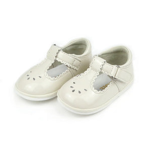 L'AMOUR - Cream Patent Dottie Scalloped T-Strap Mary Jane (Baby)