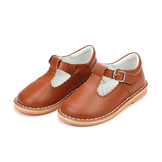 L'AMOUR - Selina Scalloped T-Strap Mary Jane Cognac