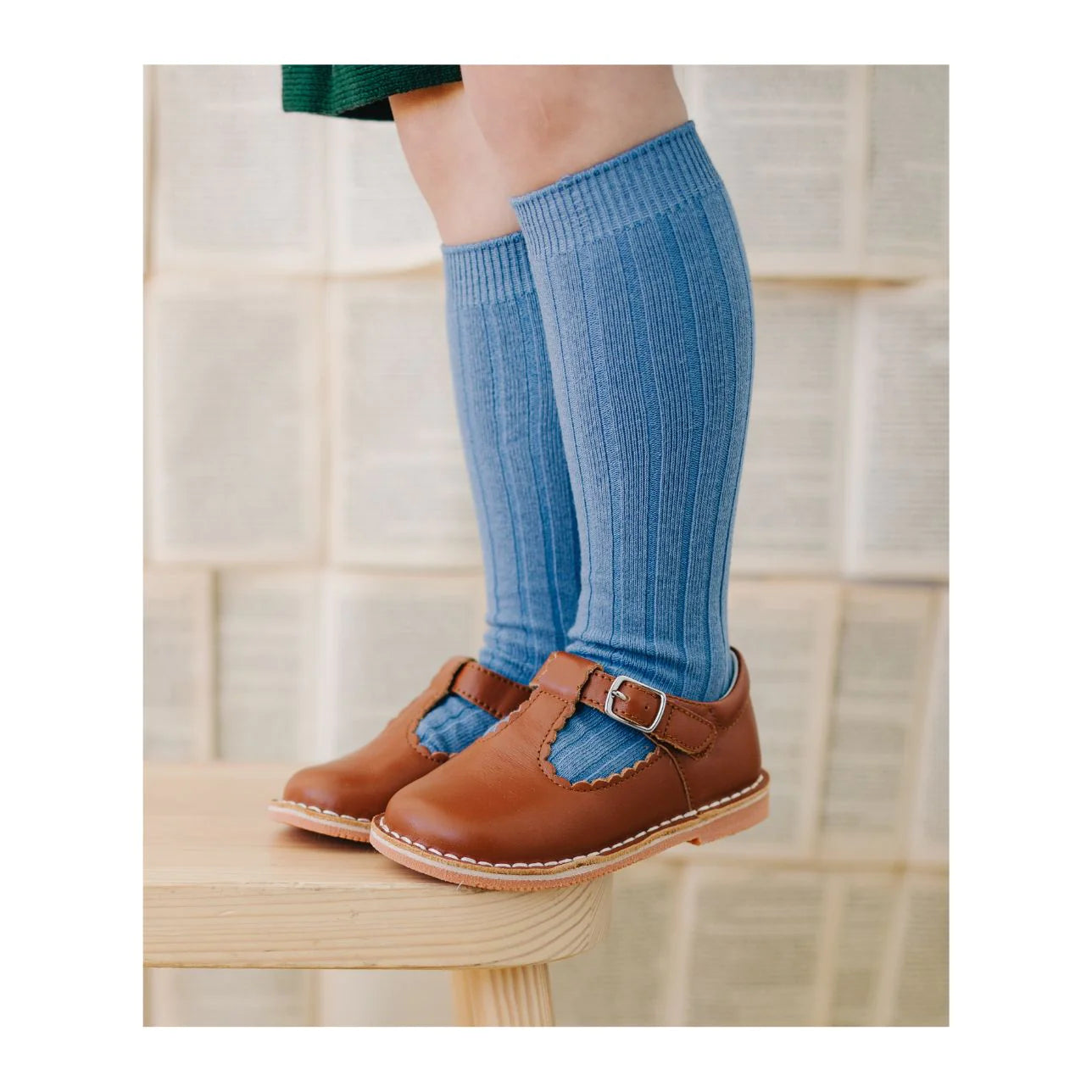 L'AMOUR - Selina Scalloped T-Strap Mary Jane Cognac
