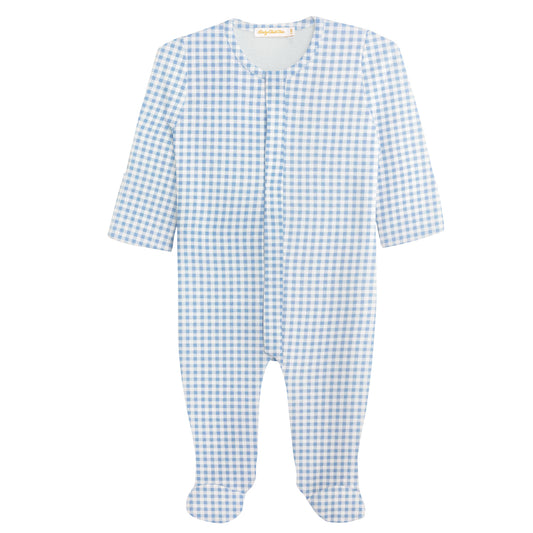 Baby Club Chic - Blue Mini Checks Printed Footie