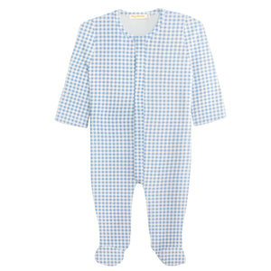 Baby Club Chic - Blue Mini Checks Printed Footie