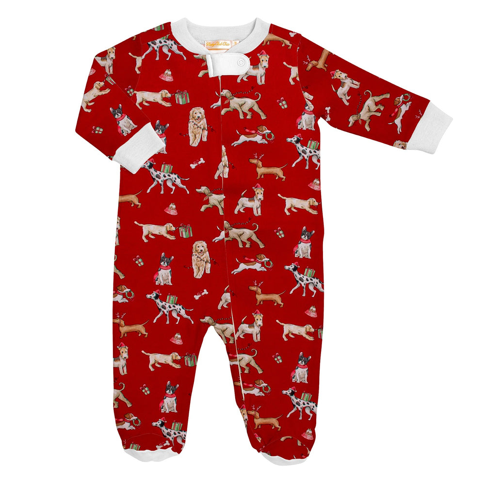 Baby Club Chic - Christmas Puppy Zippered Footie