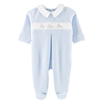 Baby Club Chic - Blue Smocked Rocking Horse Footie