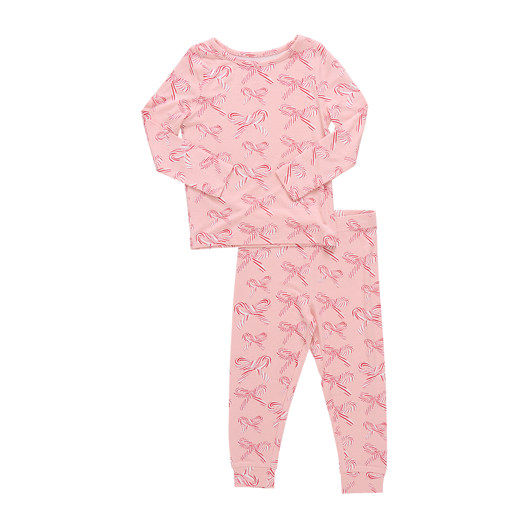 Candy Cane Bows Kids Bamboo PJ Set