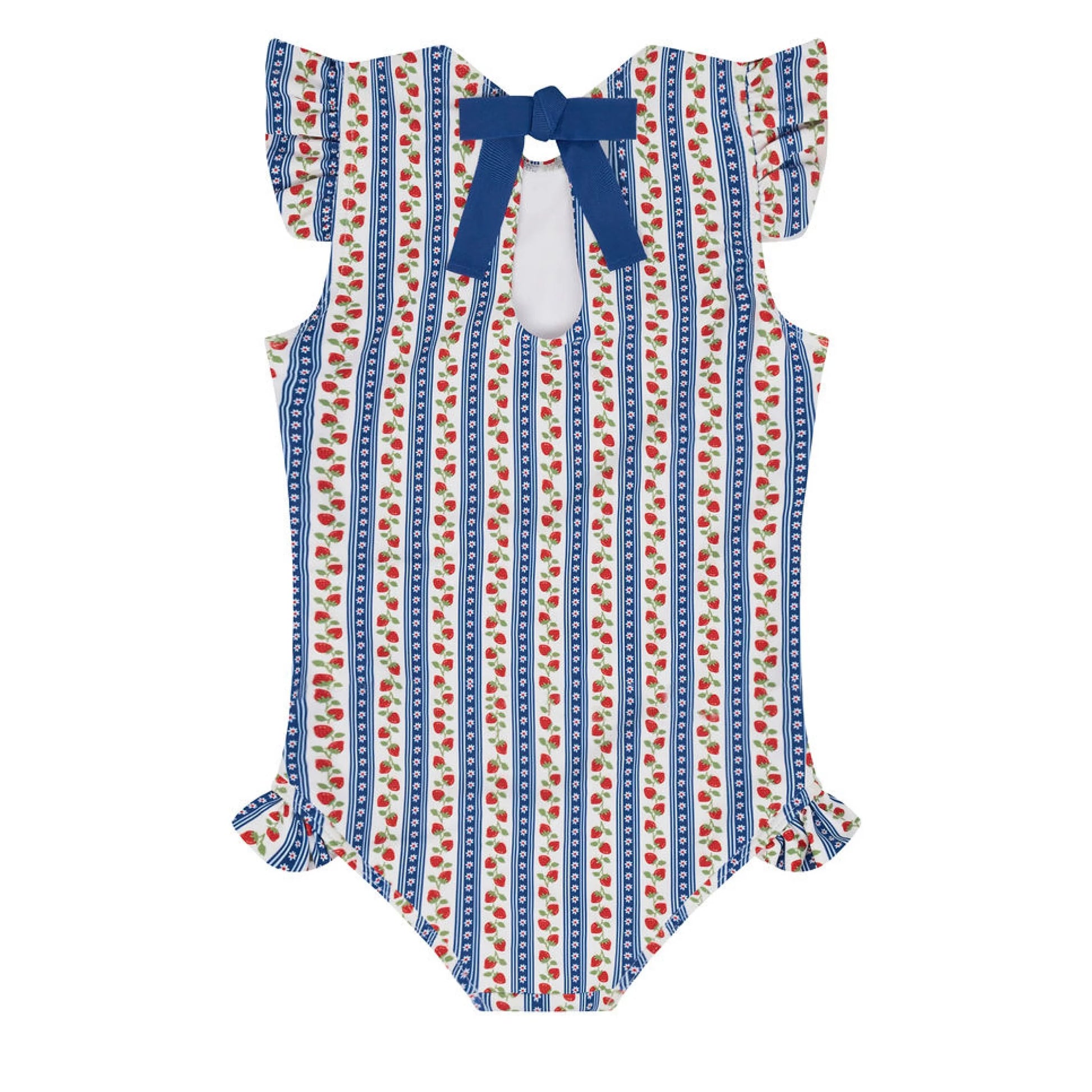 Minnow girls strawberry fields ruffle cap sleeve one-piece swimsuit with floral pattern and ruffled details, perfect for summer wear.