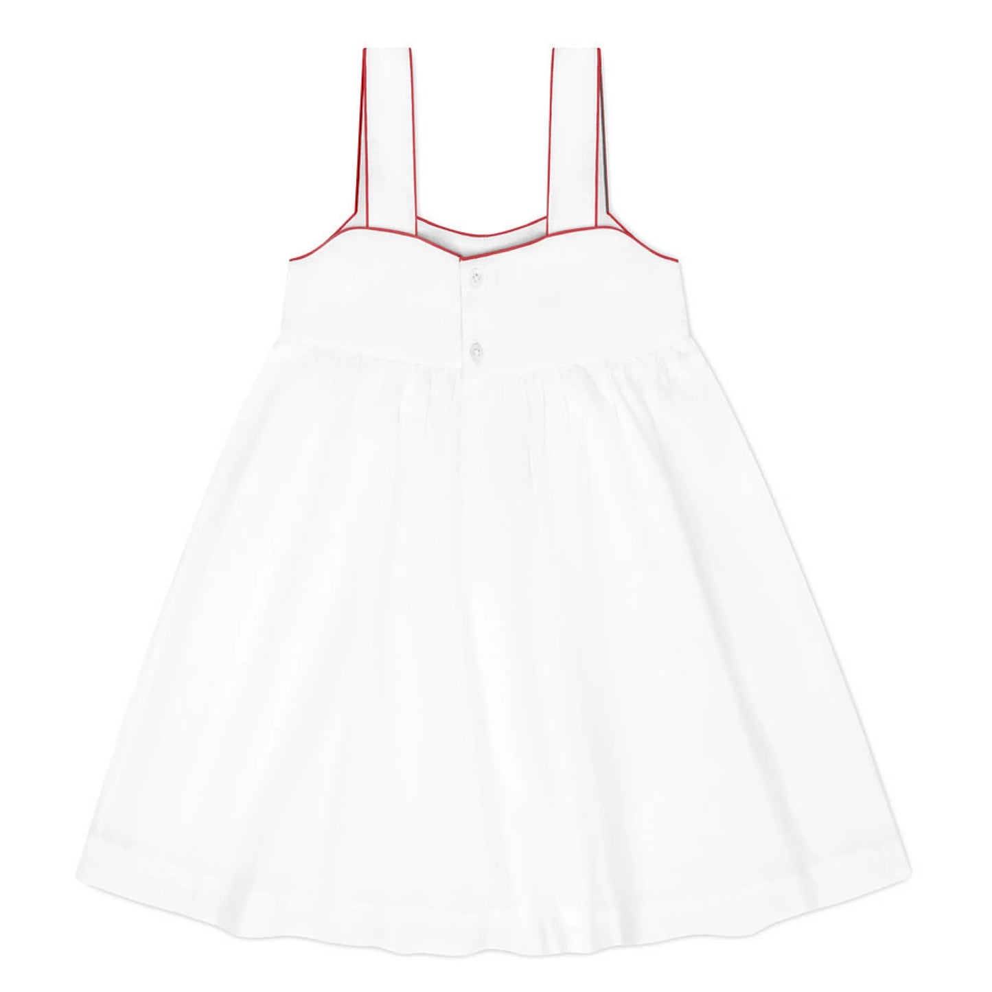 Girls' heart pocket dress by Minnow featuring a cute pink fabric and a playful heart-shaped pocket.