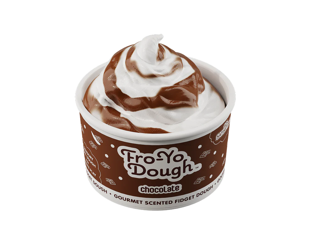 Scentco Fro-Yo Dough in chocolate flavor, soft and colorful slime with a smooth, doughy texture for sensory play.