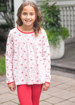 James & Lottie - Floral Knit Top with Red Scalloped Leggings Greta Legging Set LAST ONE 7y