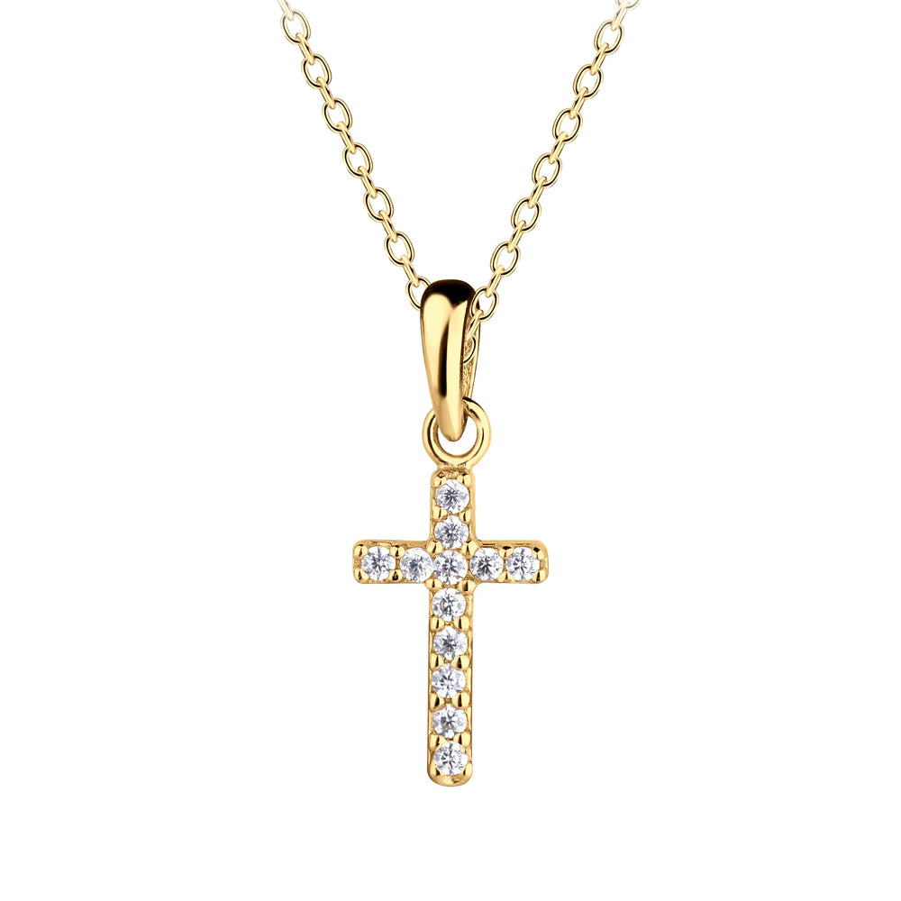 Cherished Moments - Gold-Plated Cz Cross Charm Necklace