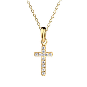 Cherished Moments - Gold-Plated Cz Cross Charm Necklace