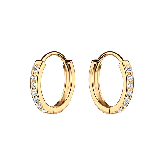 Cherished Moments - 14k Gold plated Cz Sterling Silver Huggie Earrings