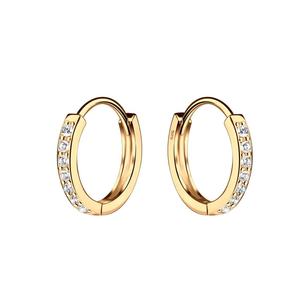 Cherished Moments - 14k Gold plated Cz Sterling Silver Huggie Earrings