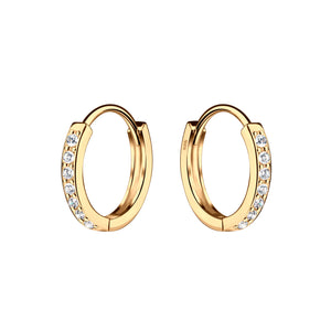 Cherished Moments - 14k Gold plated Cz Sterling Silver Huggie Earrings