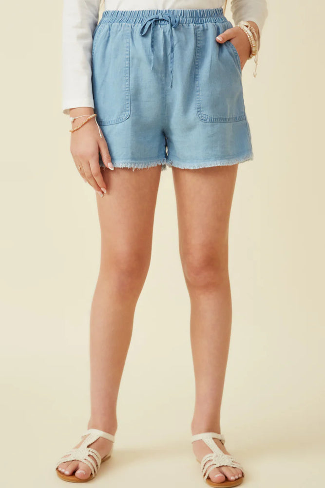 Hayden Girl - Distressed Hem Pocket Shorts