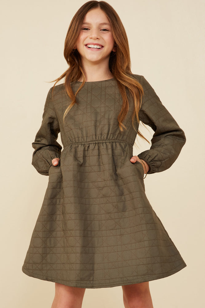 Hayden Girl - Girls Quilted Long Sleeve A Line Dress