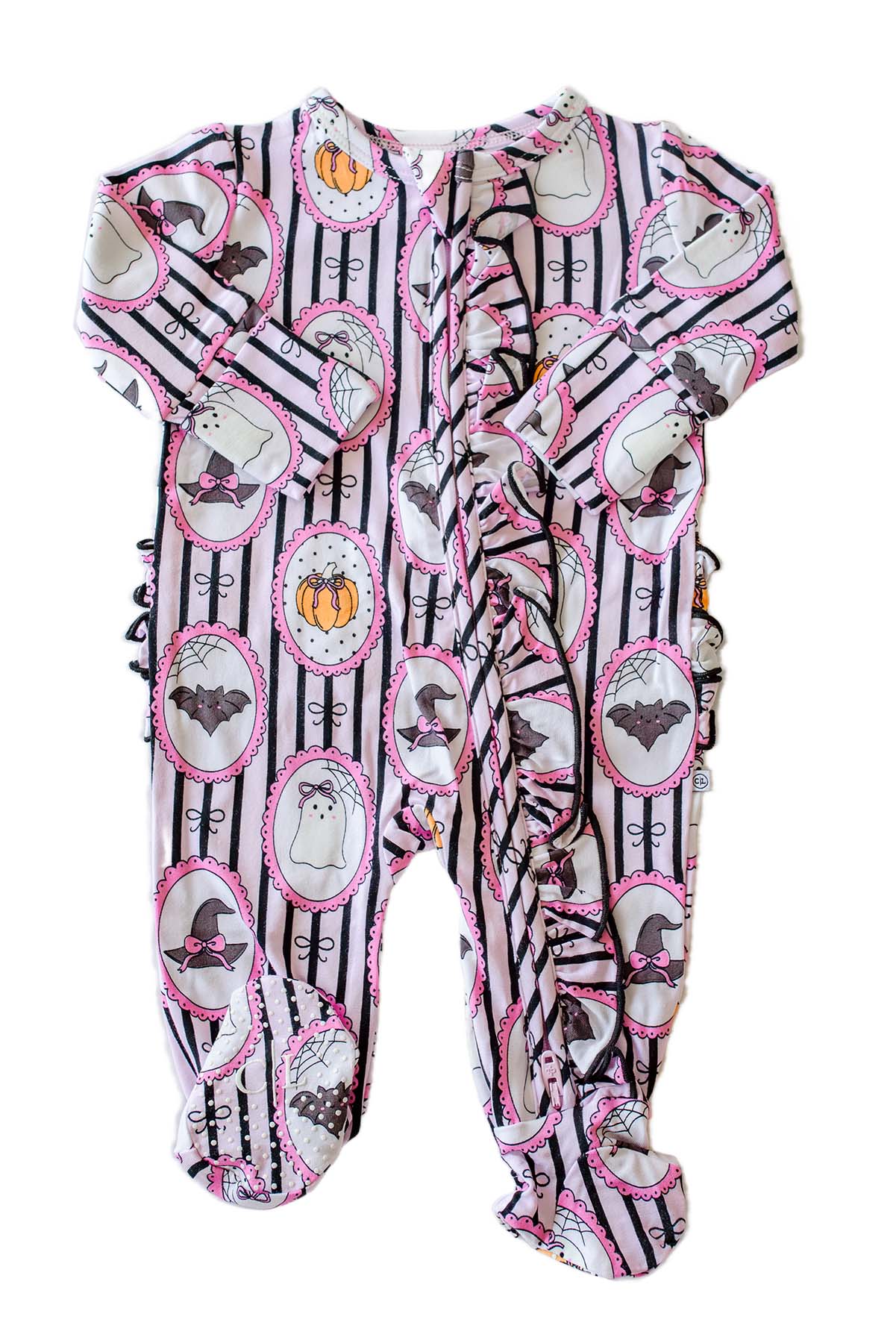 Galloween Halloween Ruffle Zipper Footie