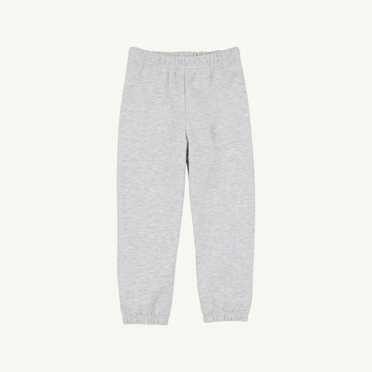 Gray heathered Gates Sweeney Sweatpants by The Beaufort Bonnet Company, showing soft knit fabric and elastic waistband.