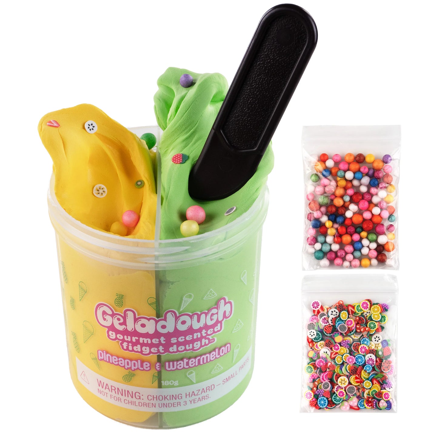 Scentco Geladough in Pineapple Watermelon scent, showing colorful, soft dough with pineapple and watermelon fragrance elements.