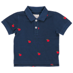 Pink Chicken - Boys Alec Shirt - Apples Embroidery
