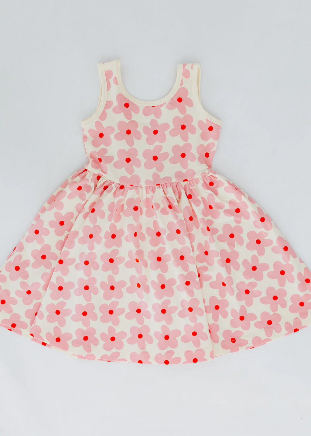 Pink Daisies Sleeveless Twirl Dress