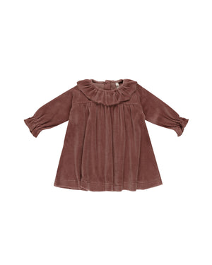 Quincy Mae - Cranberry Velour Baby Dress