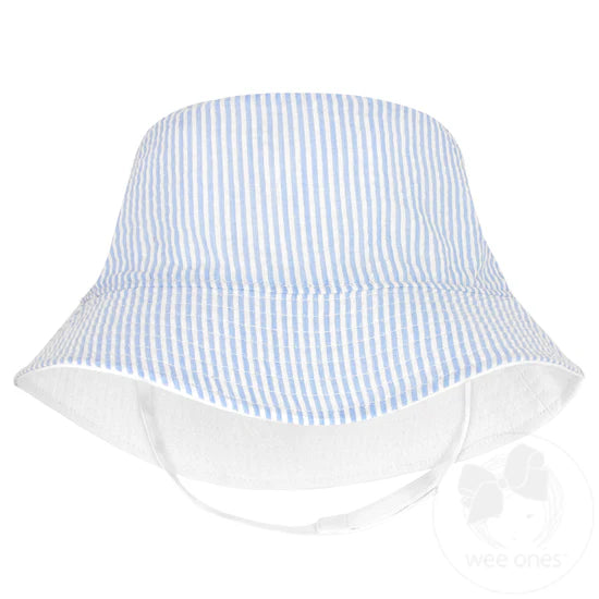 wee ones - Reversible Boys Seersucker Hat with Straps