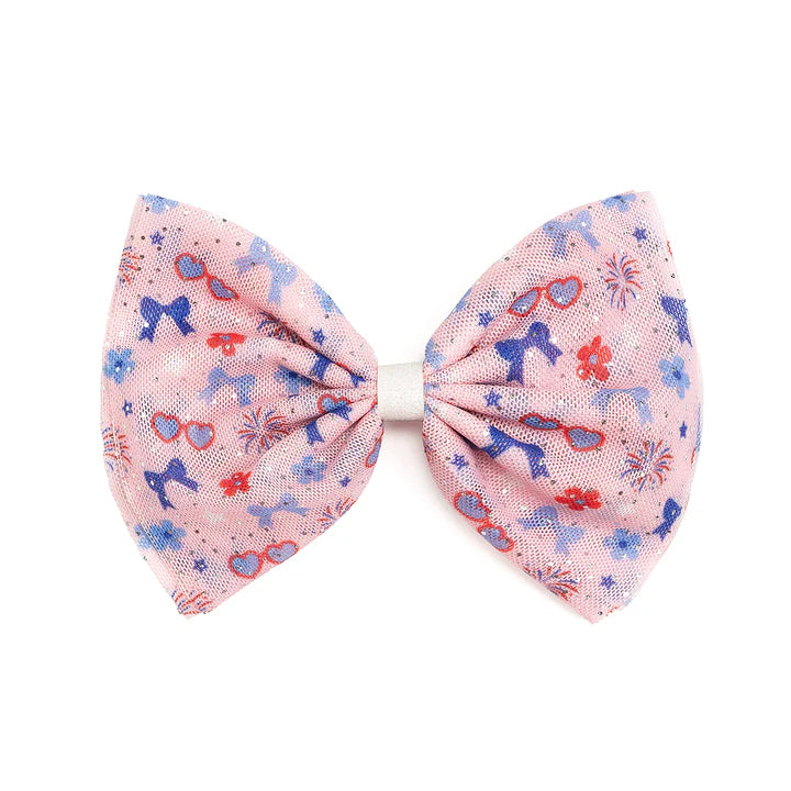 Sweet Wink - Red, White, & Cute Tulle Bow Clip