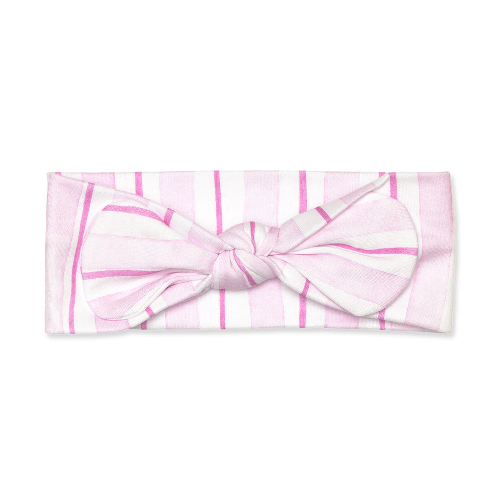 Lavender Bow - Pink Stripe Headband