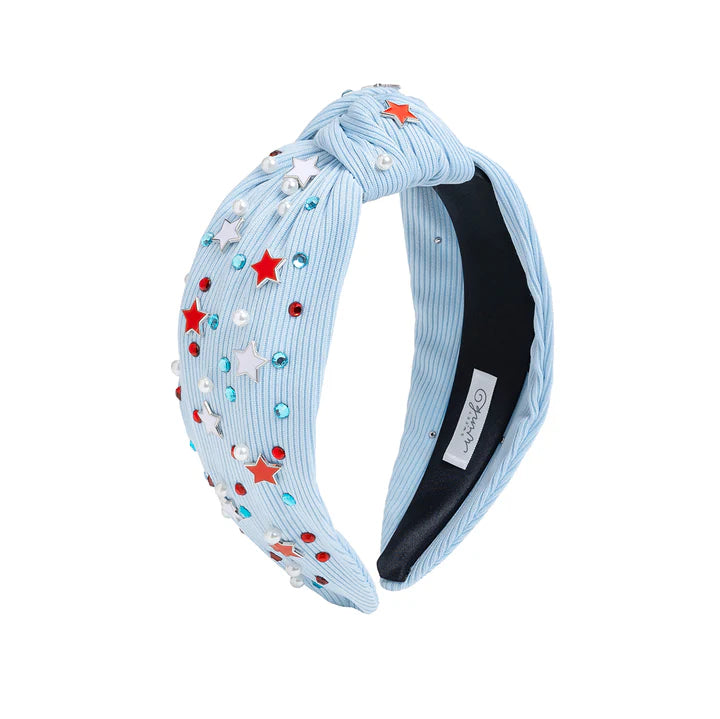 USA Stars gemstone headband by Sweet Wink featuring sparkling star-shaped gemstones on a stylish headband.