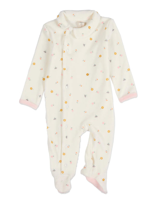 Lily Of The Valley Snap Front Velour Footie