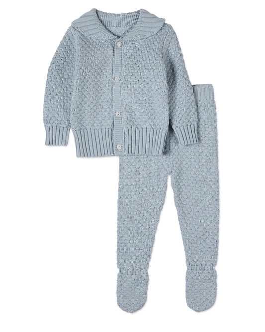 Slate Blue Knit Cardigan and Footed Pant