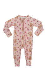 In My Jammers - Teddy Bear and Bows Zipper Romper