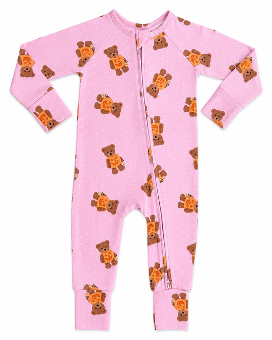 Polka Dot Little Boo Bear Zipper Romper